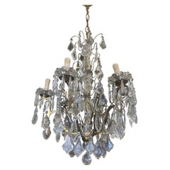 20th Century Baccarat Crystal and Bronze Chandelier Nine Lights