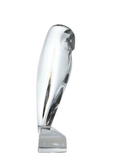 20th Century Baccarat Crystal Decorative Owl Sculpture