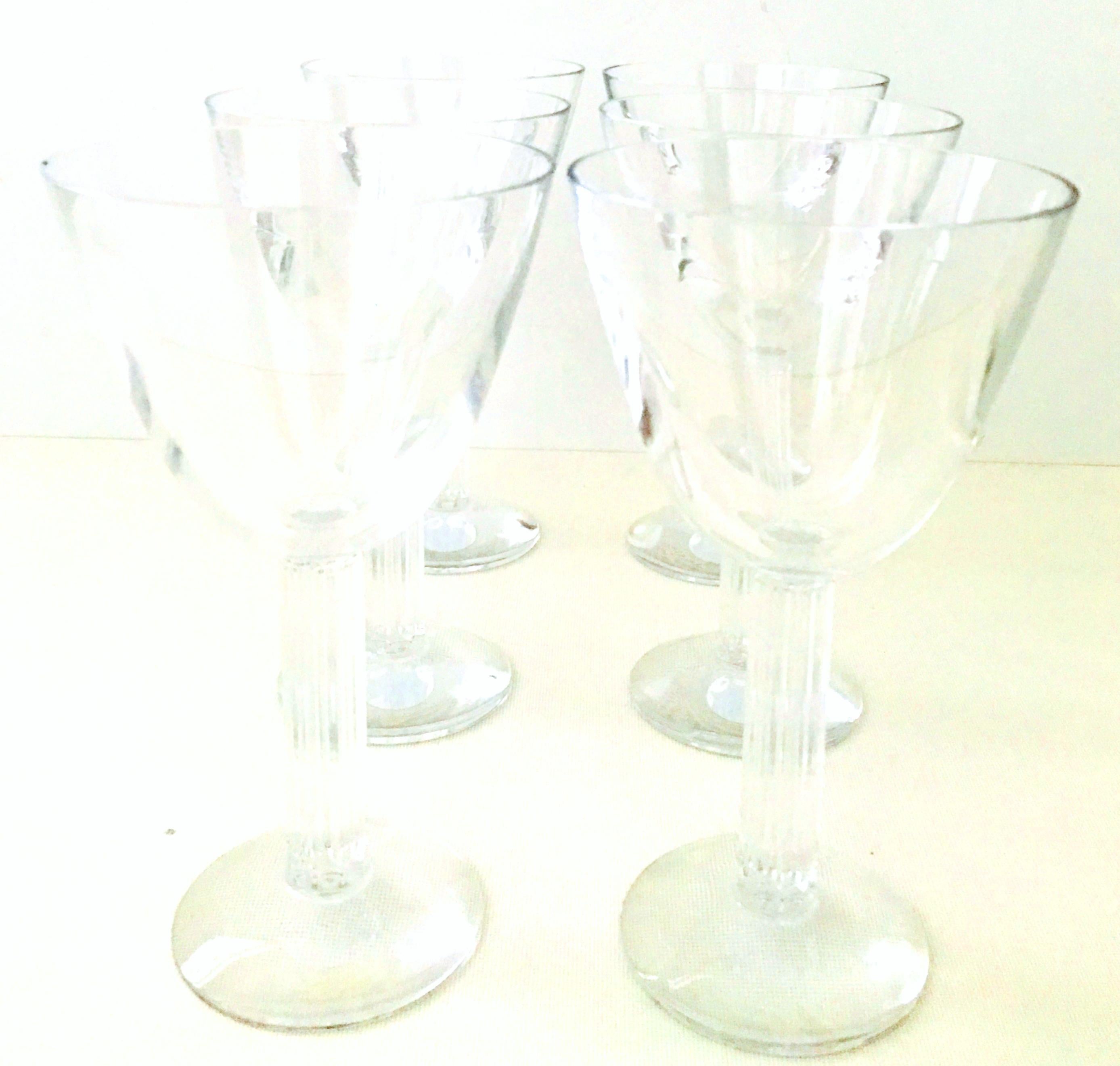 Modern 20th Baccarat Set Of 6 French Crystal Tall Stem Goblet 