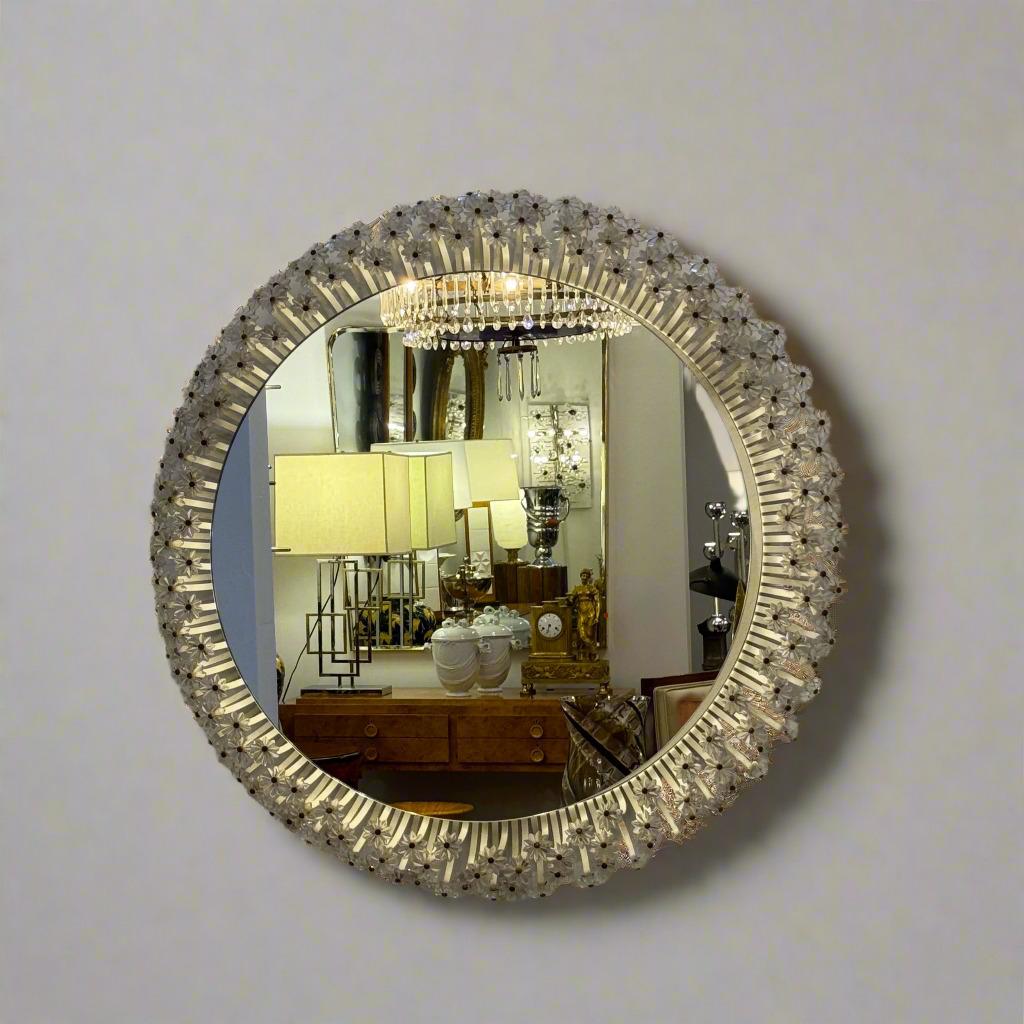 Allemand Miroir circulaire moderniste rétroéclairé du 20e siècle, Allemagne en vente