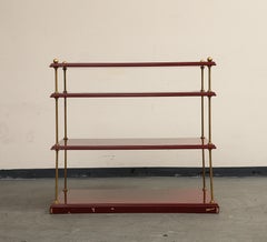 20th Century Baguès Style Cranberry Lacquer and Brass Étagère