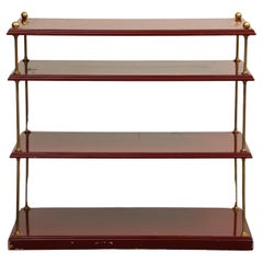 20th Century Baguès Style Cranberry Lacquer and Brass Étagère