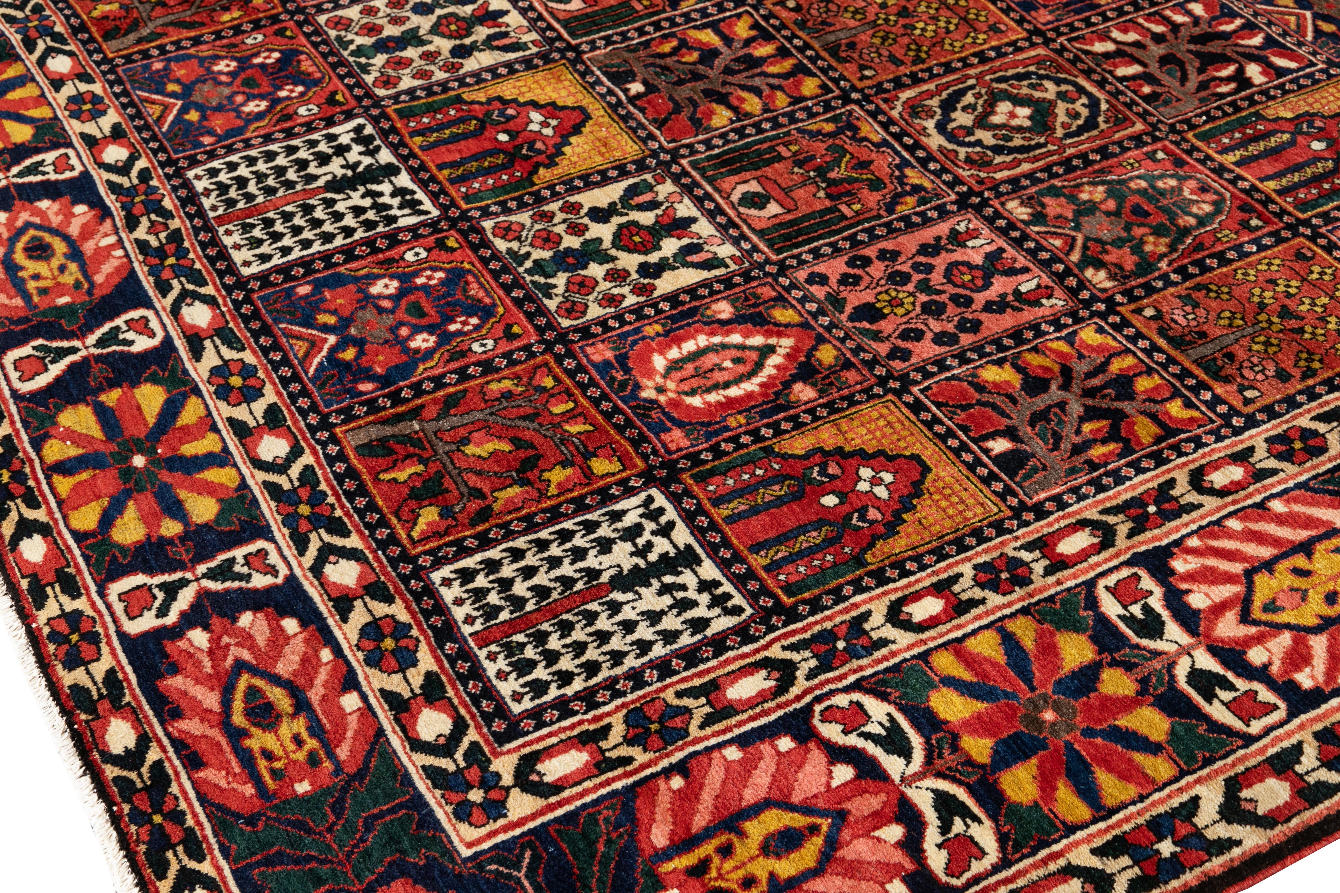 Early 20th Century 20th Century Bakhtiari Handmade Multicolor Floral Persian Wool Rug For Sale