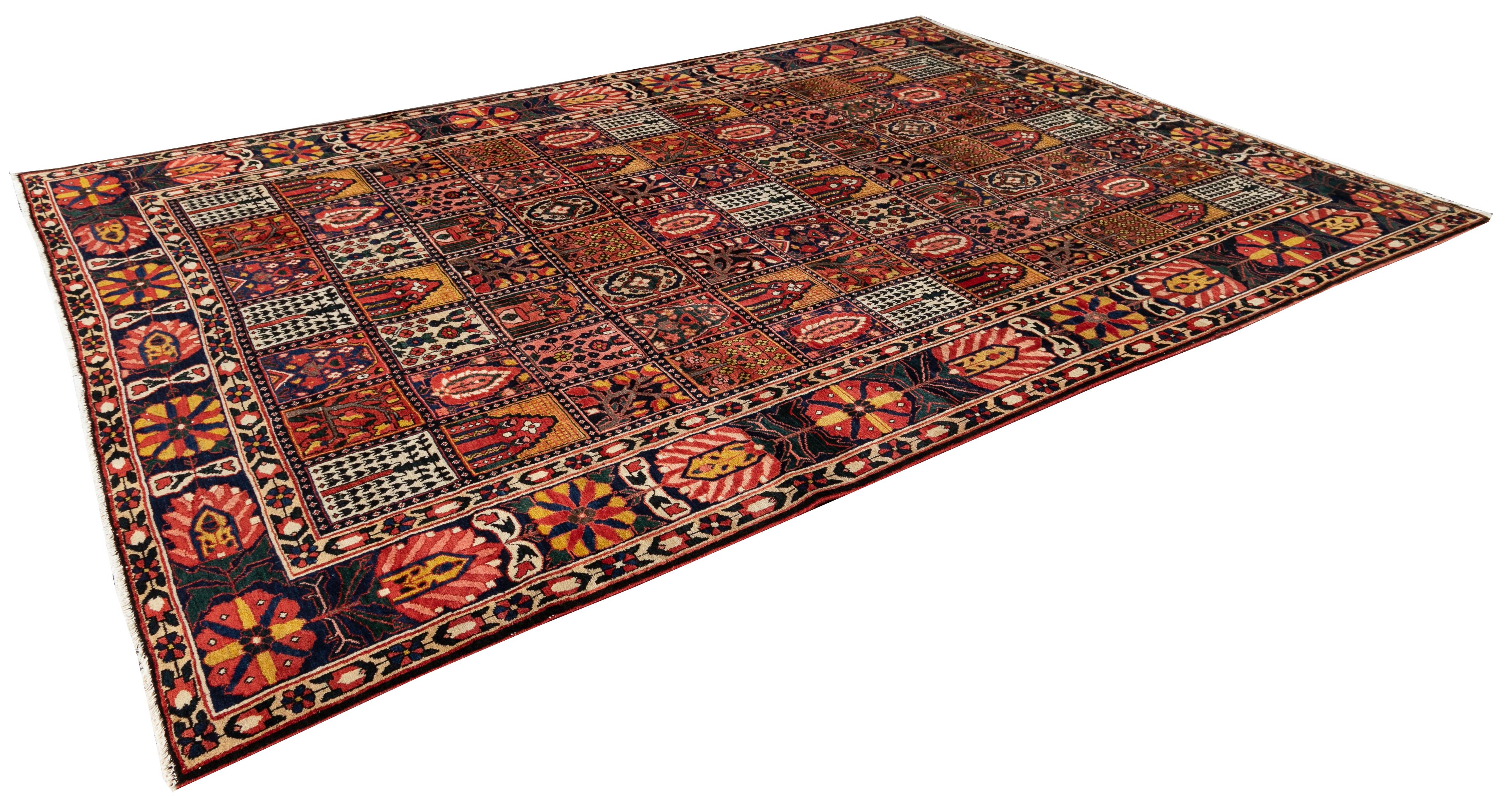 20th Century Bakhtiari Handmade Multicolor Floral Persian Wool Rug For Sale 1