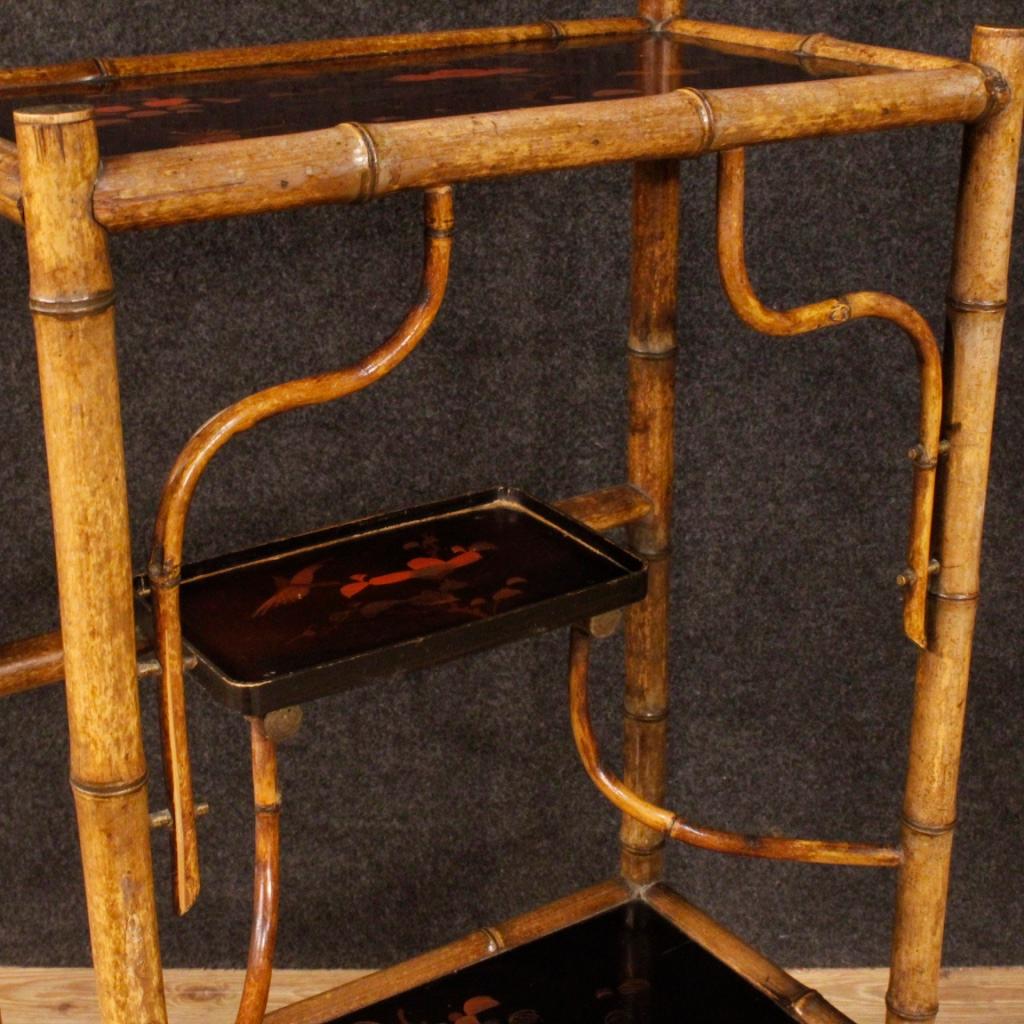20th Century Bamboo and Lacquered Chinoiserie Wood French Étagère, 1960 2