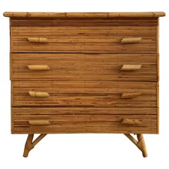 Vintage 20th Century Bamboo and Rattan Chest of Drawers