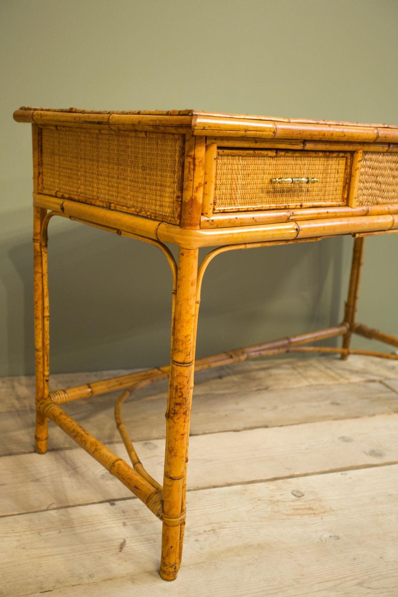 20th Century Bamboo and Rattan Desk with Chair 2