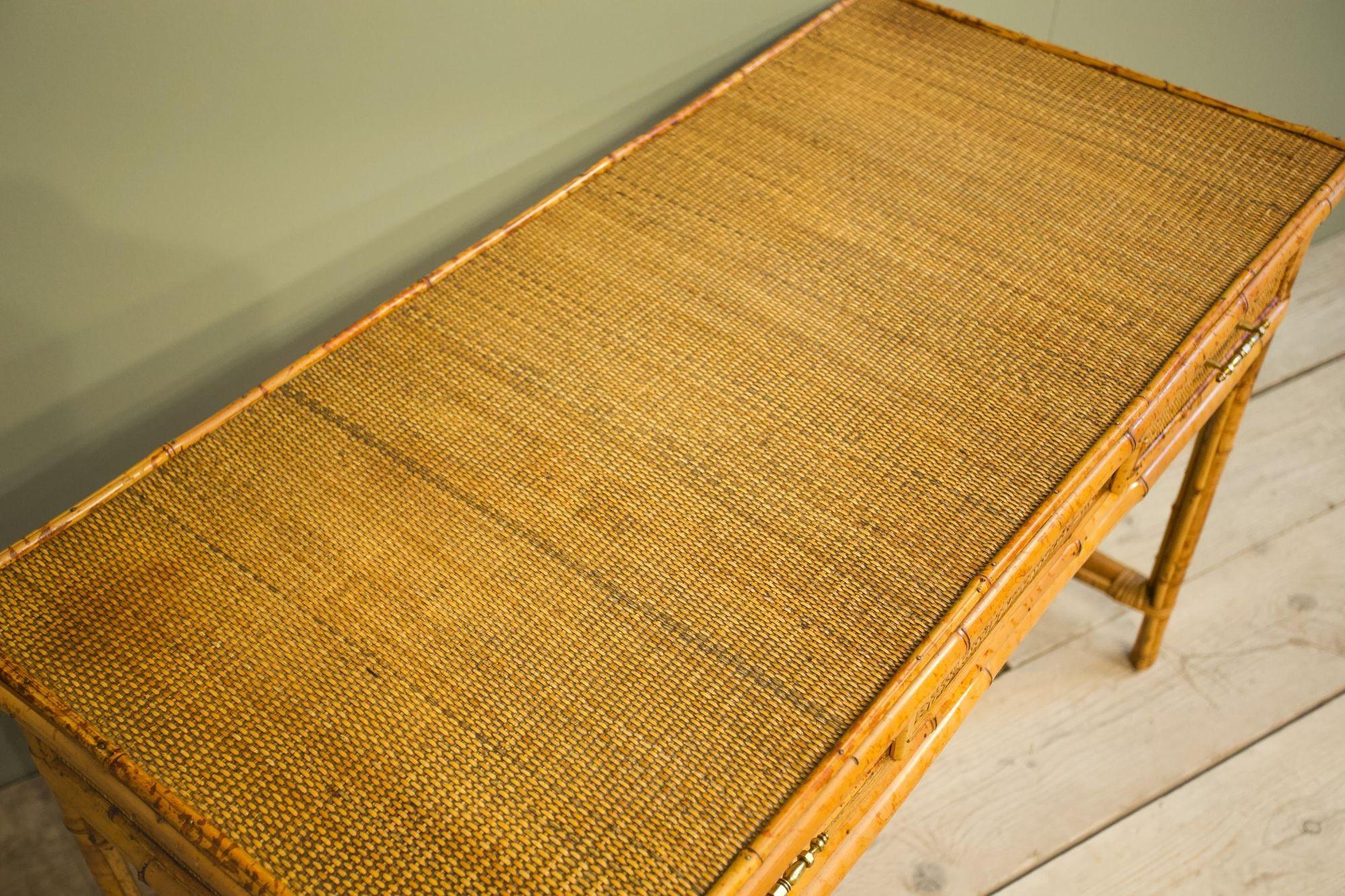 20th Century Bamboo and Rattan Desk with Chair 4