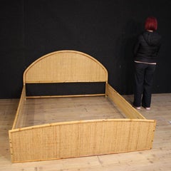 20th Century Bamboo and Rattan Italian Double Bed, 1980