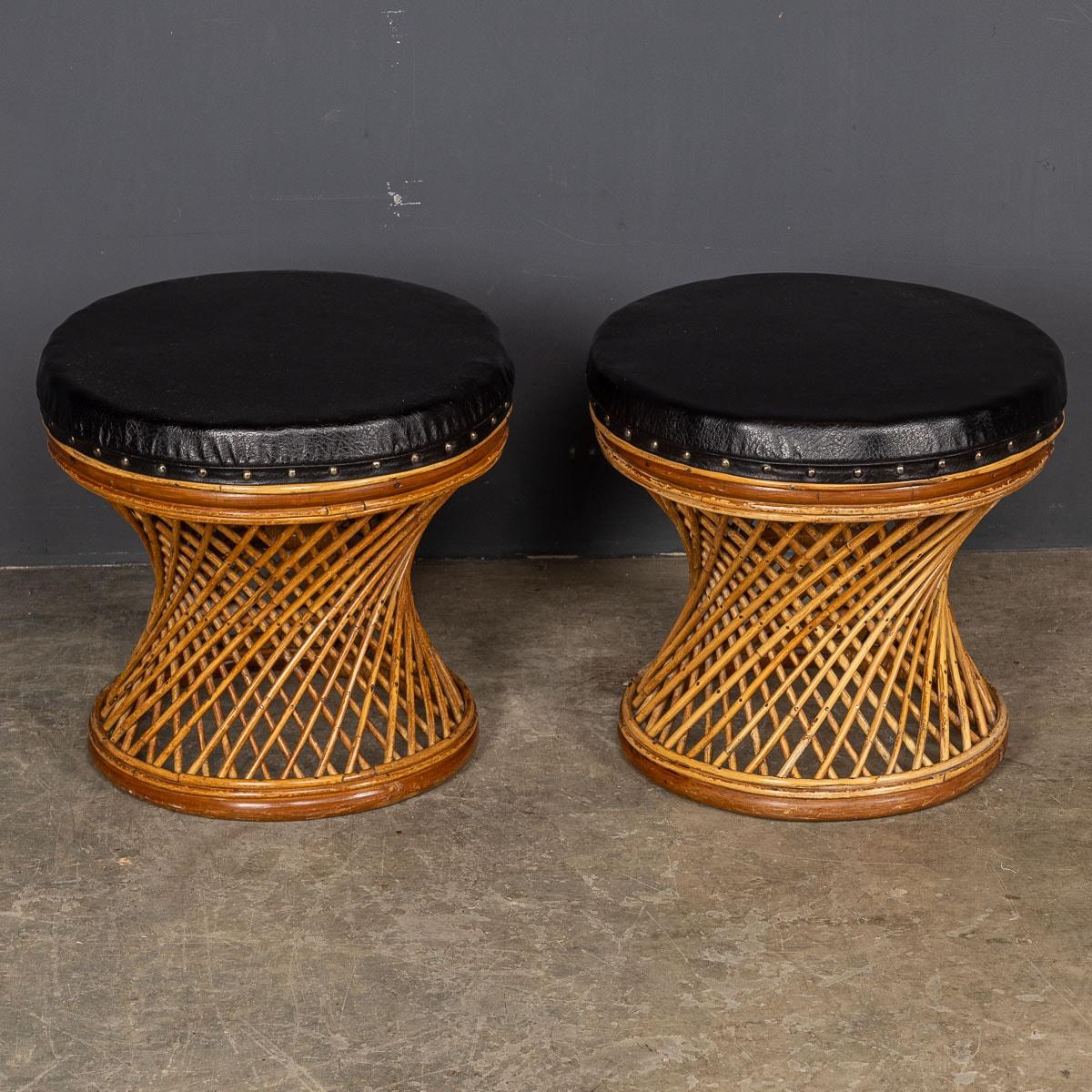 20th Century Bamboo Low Stools, c.1960 In Good Condition For Sale In Royal Tunbridge Wells, Kent
