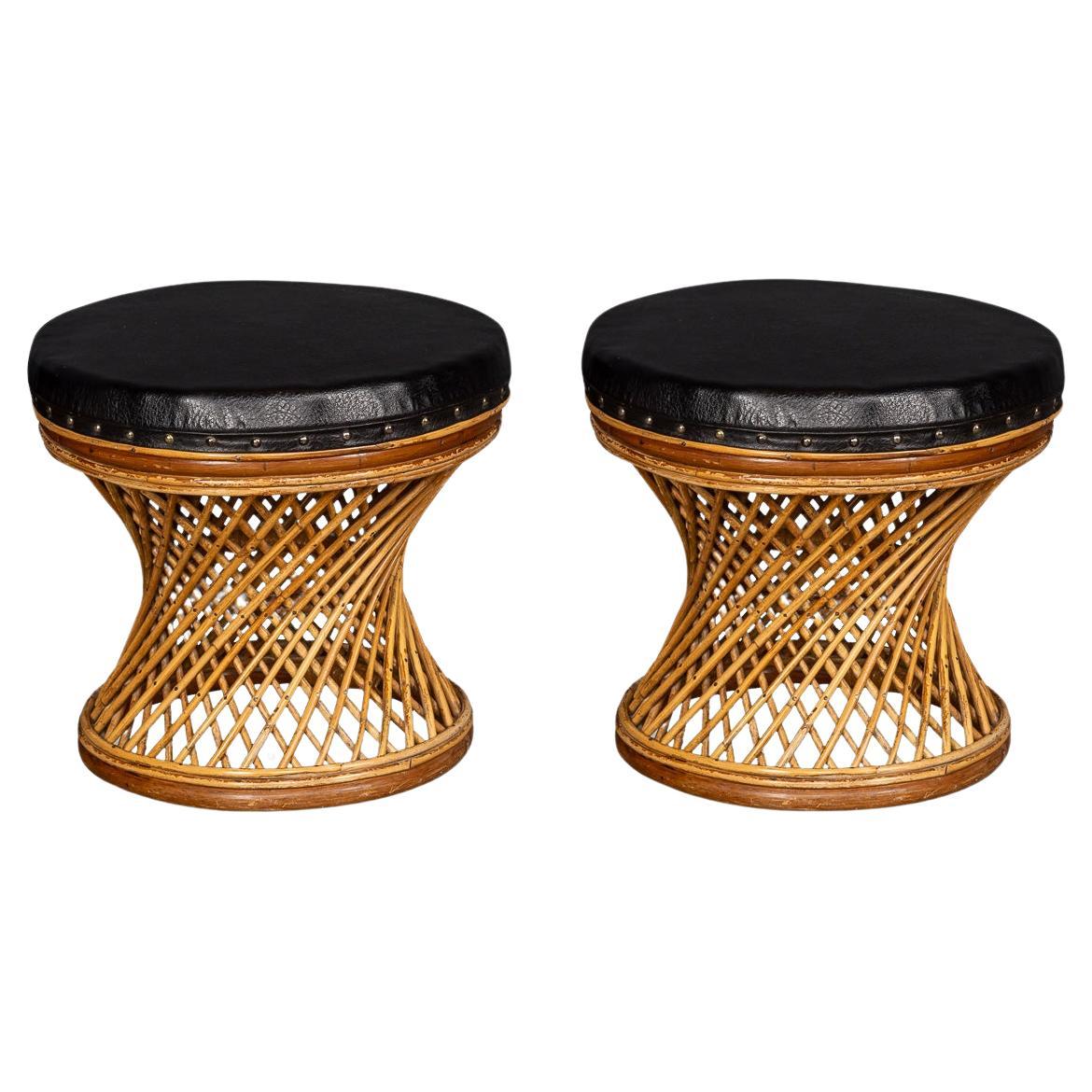 20th Century Bamboo Low Stools, c.1960 For Sale