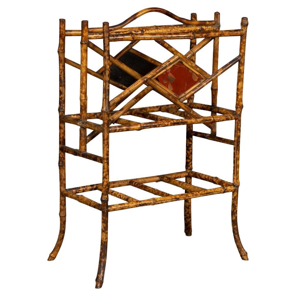 20th Century Bamboo Magazine Rack with a Japanesque Lacquer Finish, circa 1920 For Sale