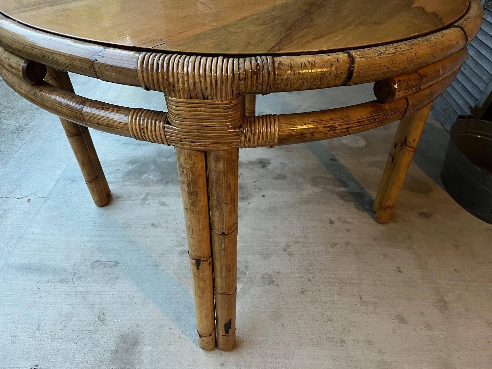 20th Century Bamboo Table & Chairs For Sale 4