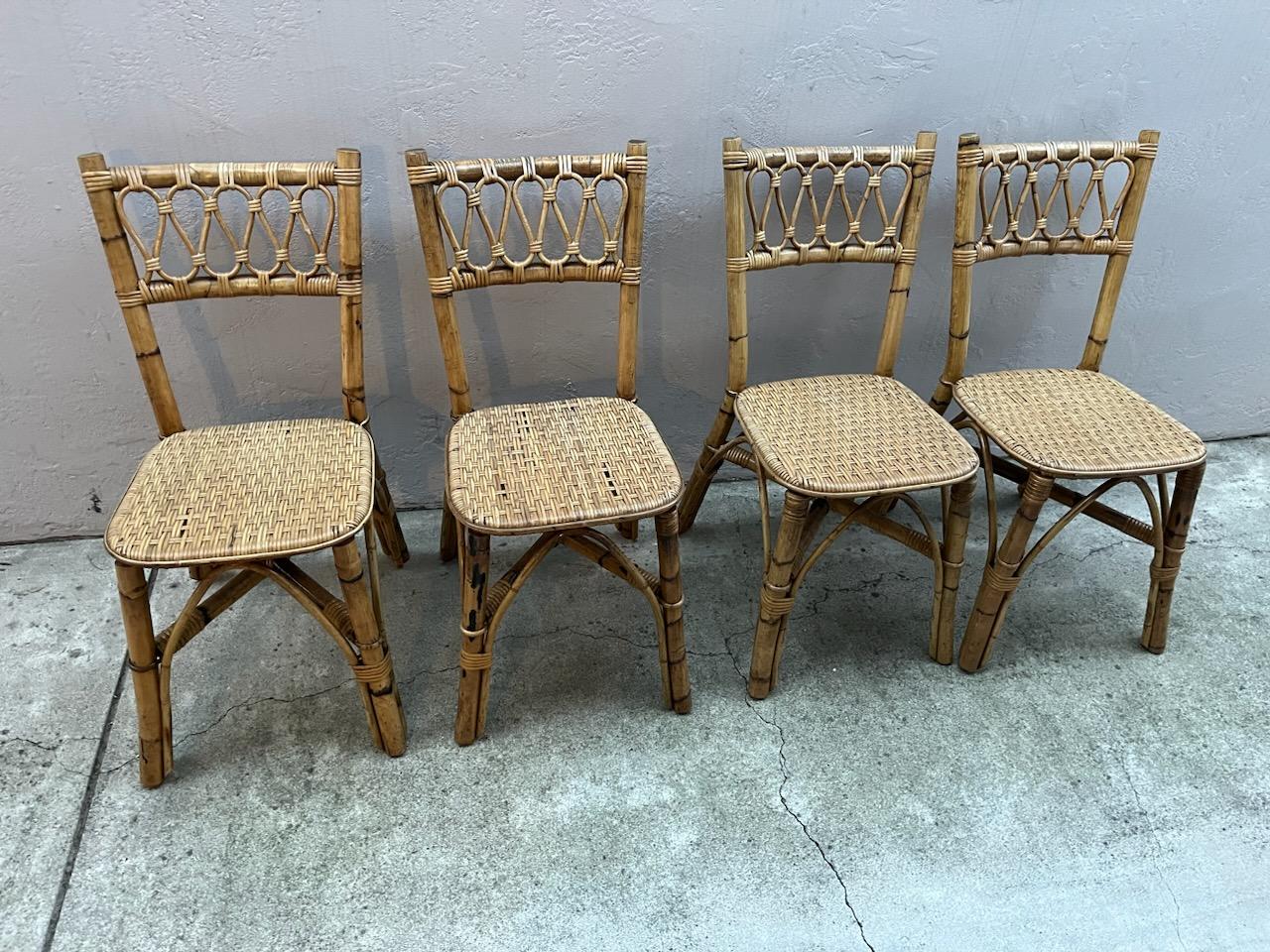 20th Century Bamboo Table & Chairs For Sale 5