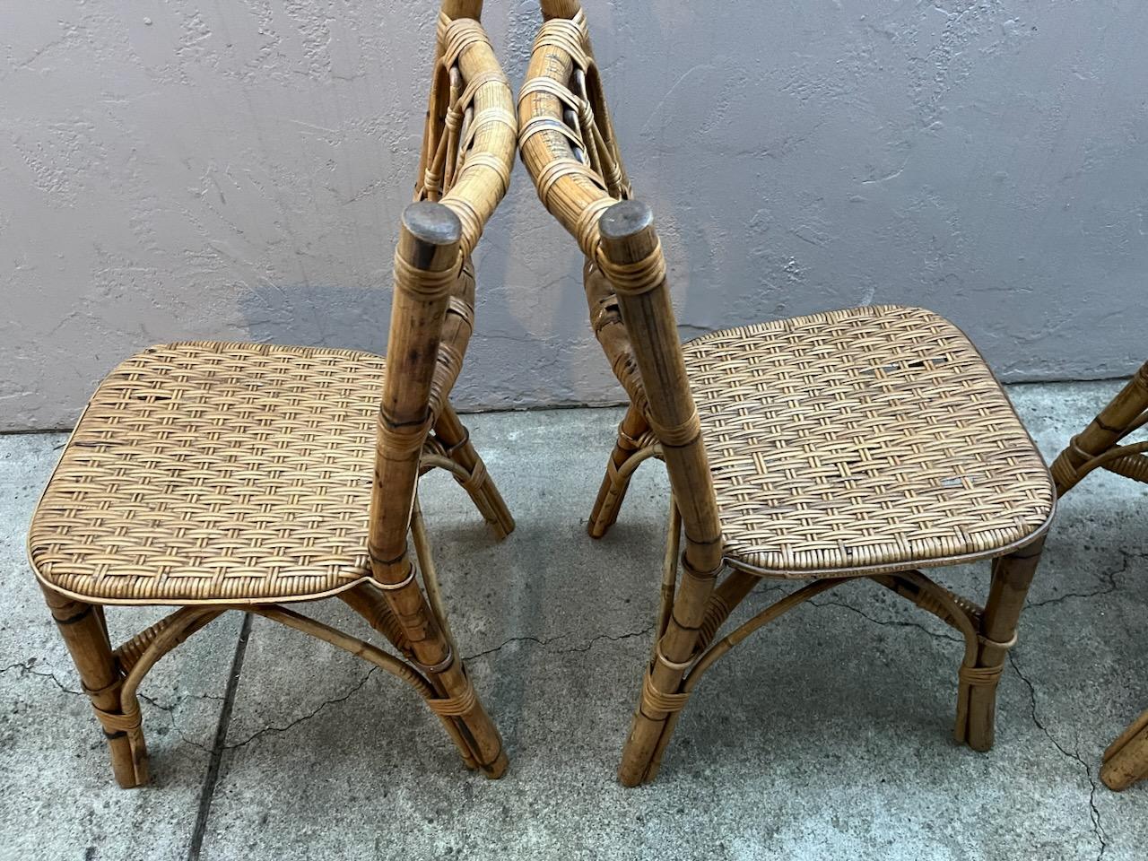 20th Century Bamboo Table & Chairs For Sale 2