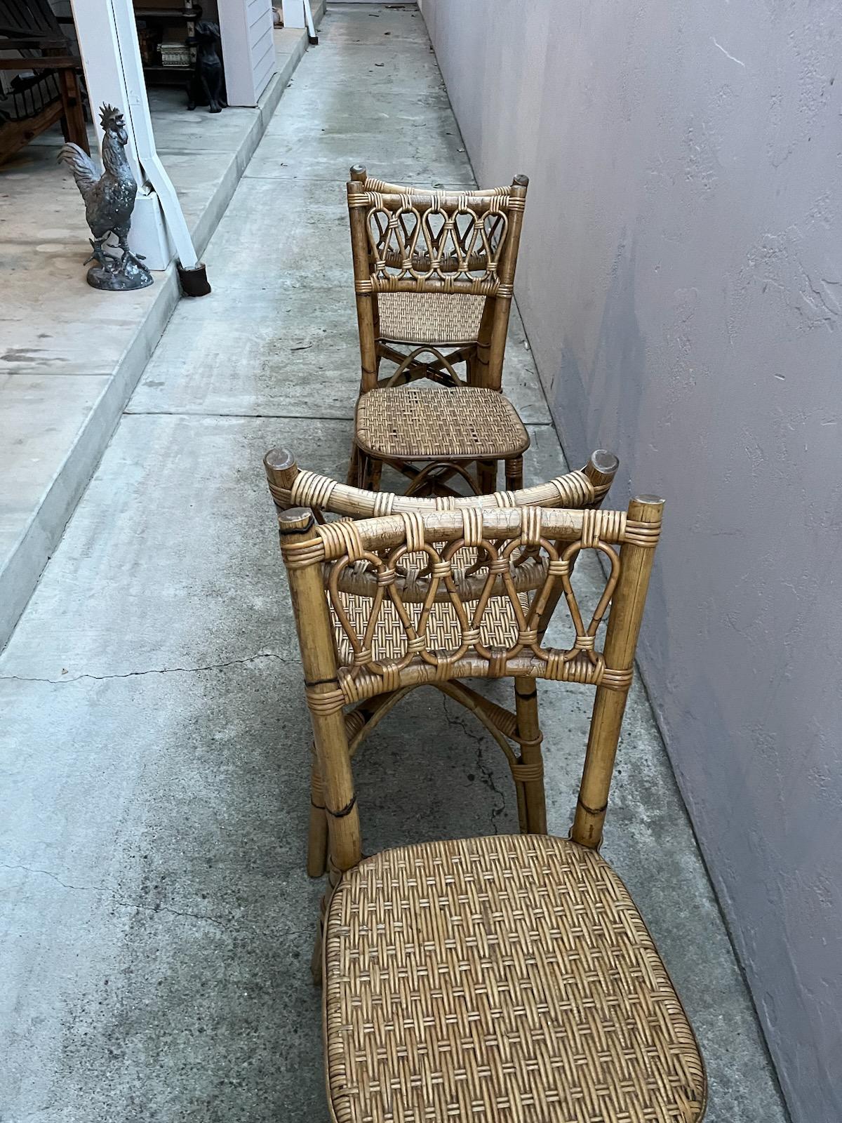 20th Century Bamboo Table & Chairs For Sale 3