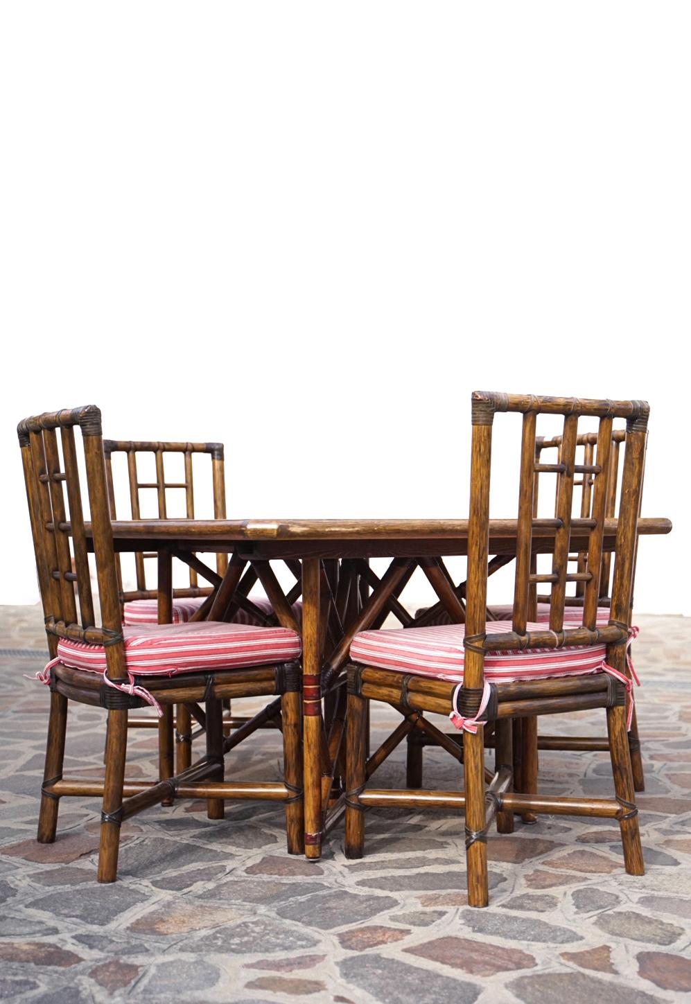 20th Century Bamboo Table with Eight Chairs 1