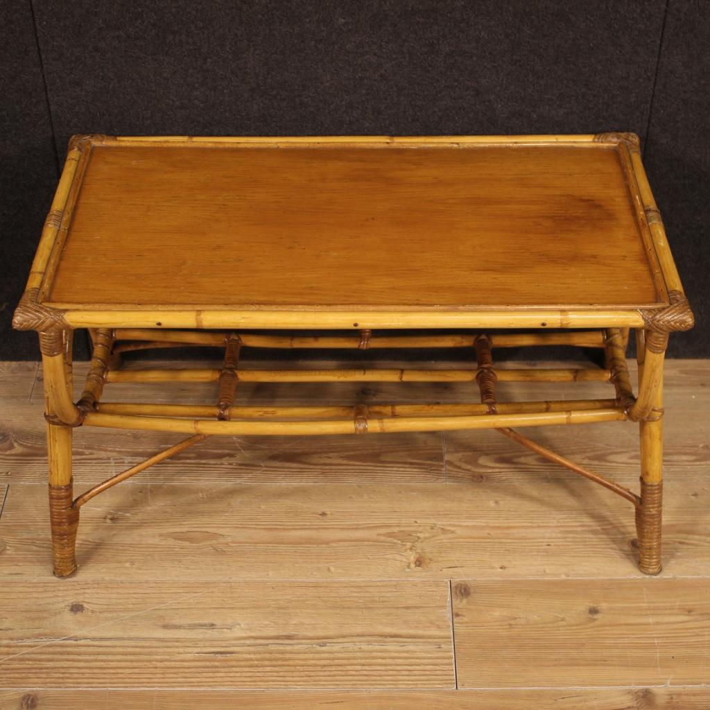 20th Century Bamboo Wood Italian Design Coffee Table, 1970 For Sale 1