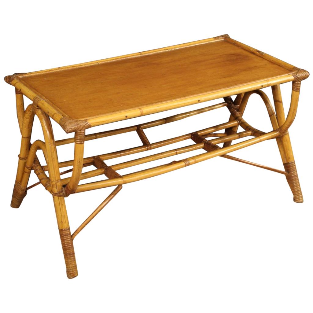 20th Century Bamboo Wood Italian Design Coffee Table, 1970 For Sale