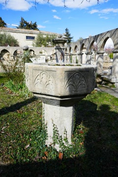 20th Century Baptistery Hand-Carved in Natural French Limestone, Provence