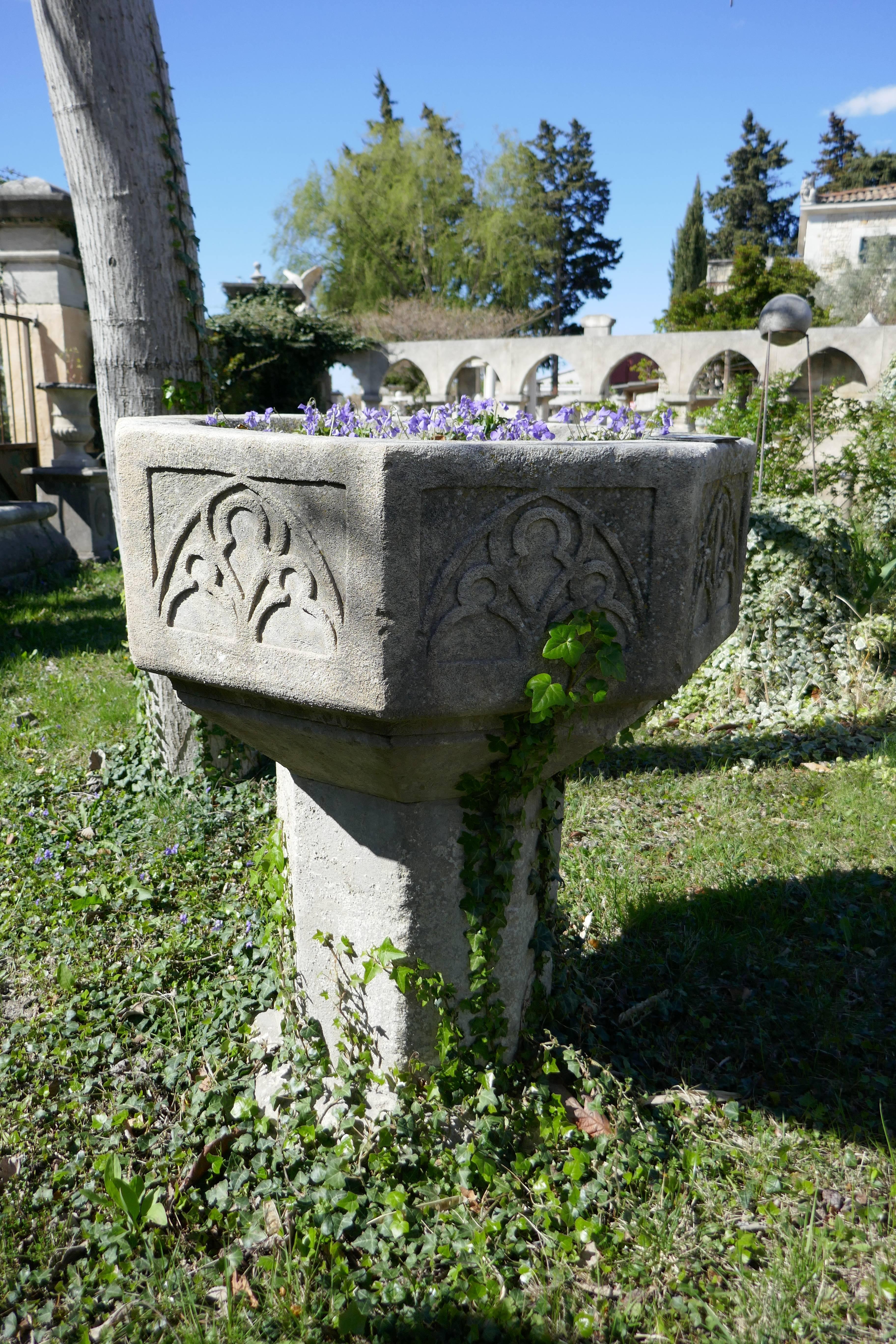 20th Century Baptistery Hand-Carved in Natural French Limestone, Provence For Sale 1