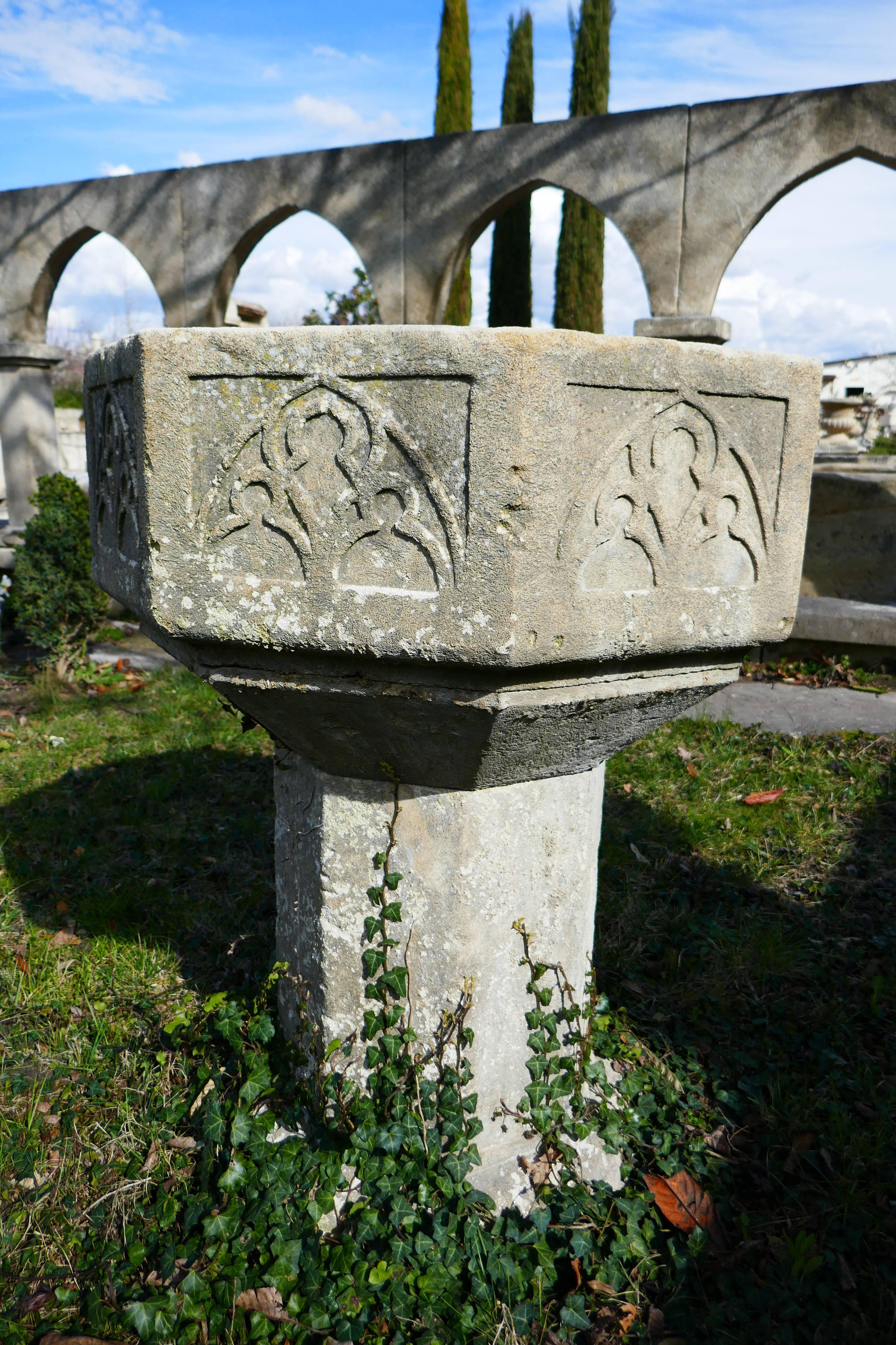 20th Century Baptistery Hand-Carved in Natural French Limestone, Provence For Sale 2
