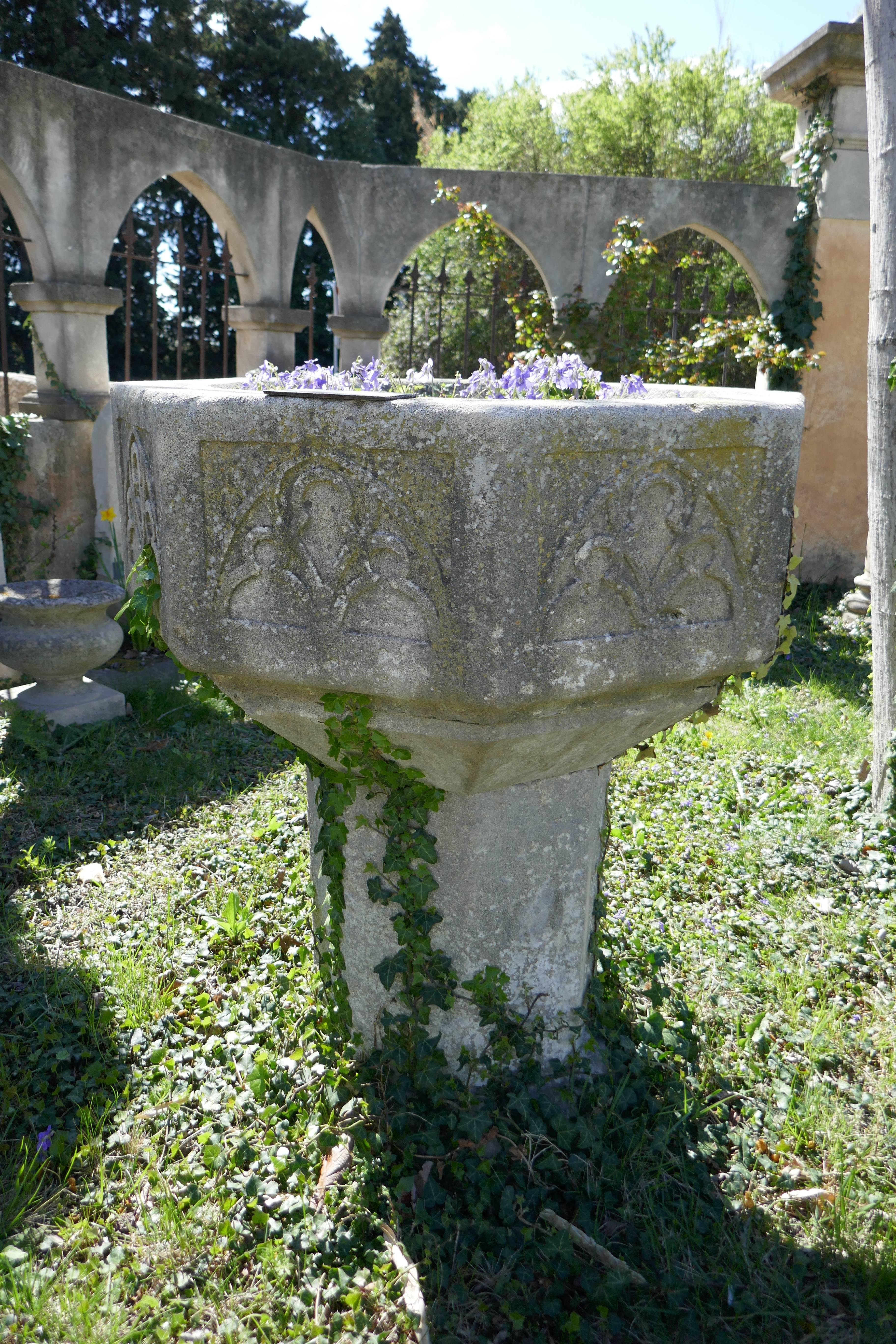 20th Century Baptistery Hand-Carved in Natural French Limestone, Provence For Sale 3