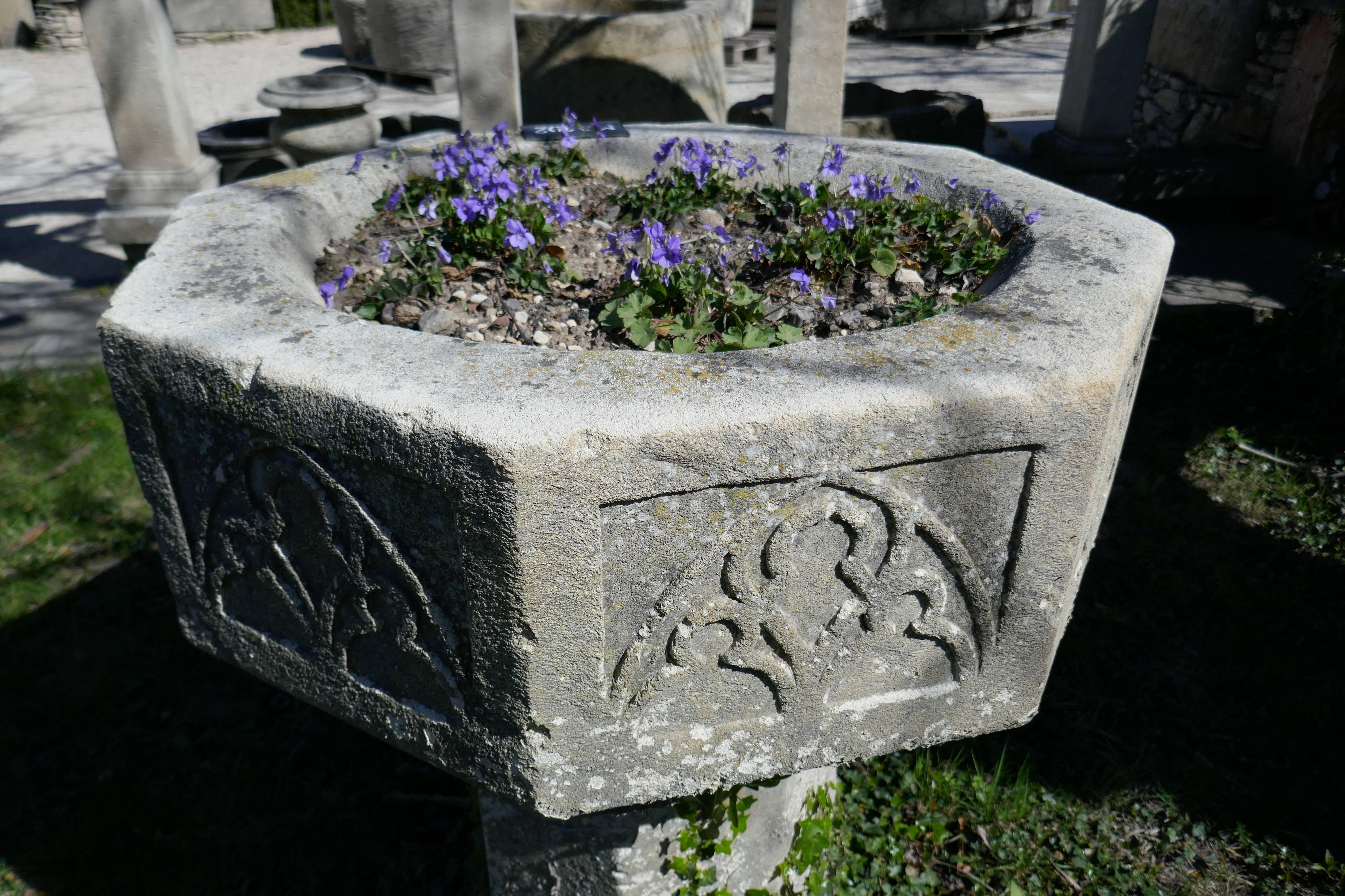 20th Century Baptistery Hand-Carved in Natural French Limestone, Provence For Sale 6