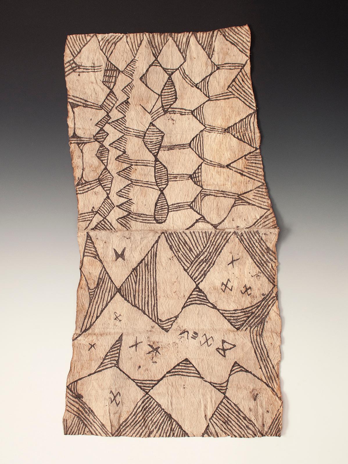 20th Century bark cloth painting, Mbuti (Efe) people, Ituri Forest, D. R. Congo

A painted barkcloth from the Efe people in the Ituri forest of northeastern Democratic Republic of the Congo. These were made from the inner bark of trees, pounded and