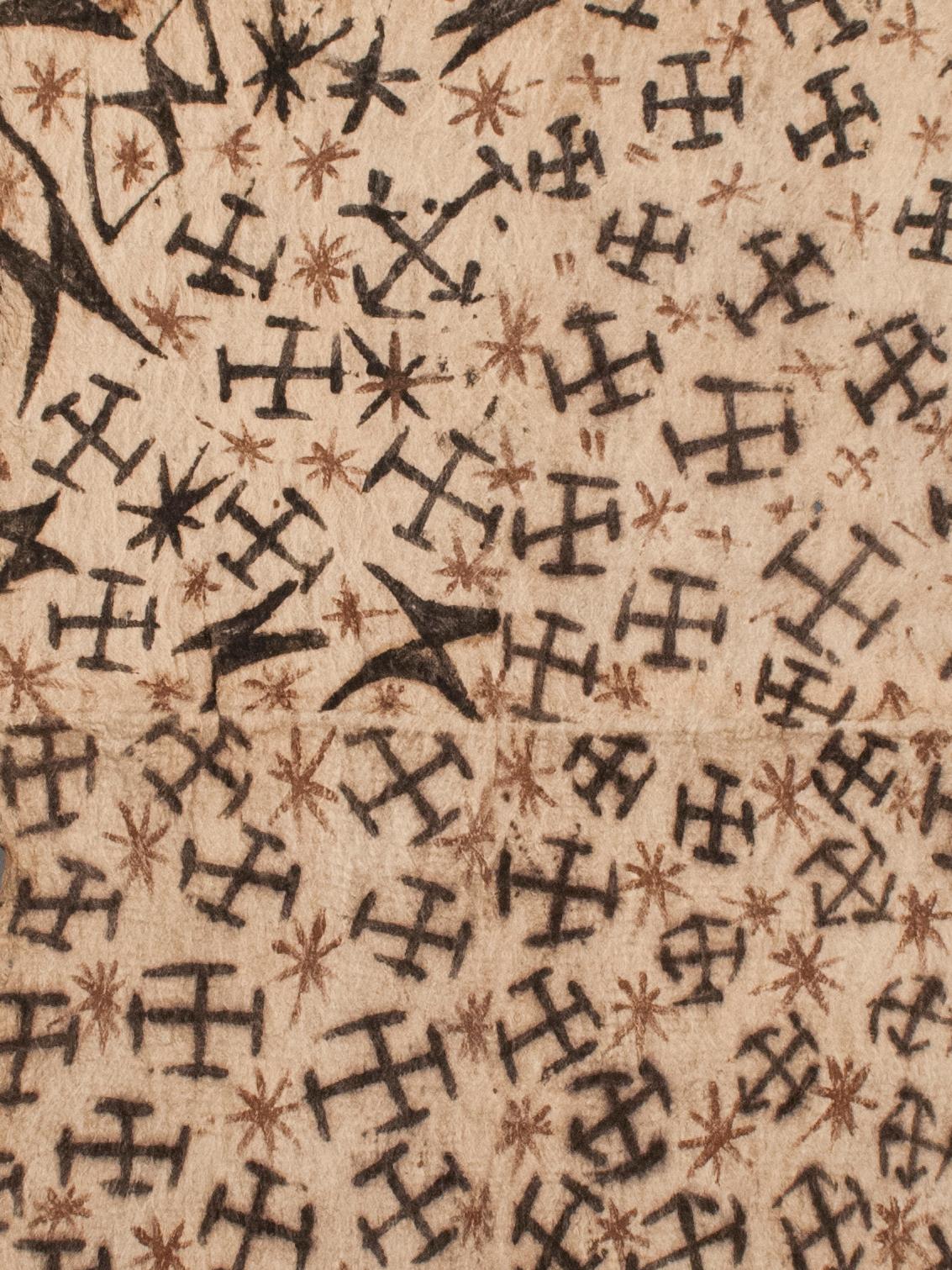 Dyed 20th Century Bark Cloth Painting, Mbuti People, D.R. Congo For Sale