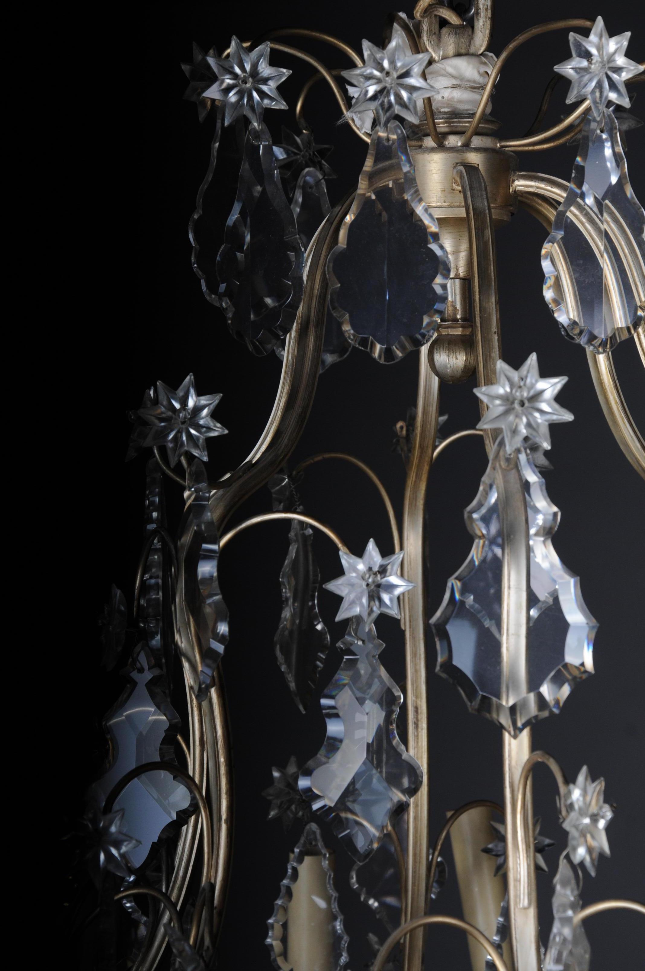 20th Century Baroque Crystal Chandelier, Silver, circa 1920 In Good Condition In Berlin, DE