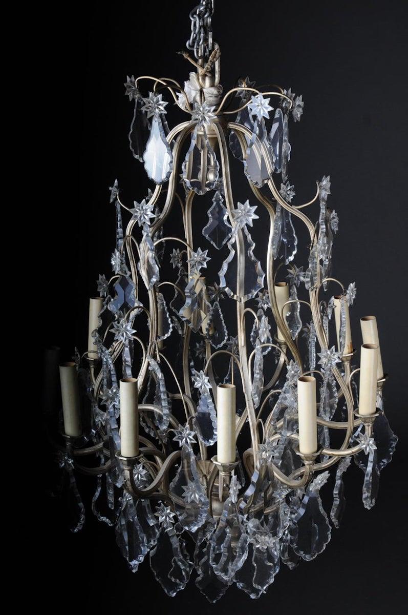 Lampadario barocco in cristallo del XX secolo, argento, circa 1920 in vendita 5
