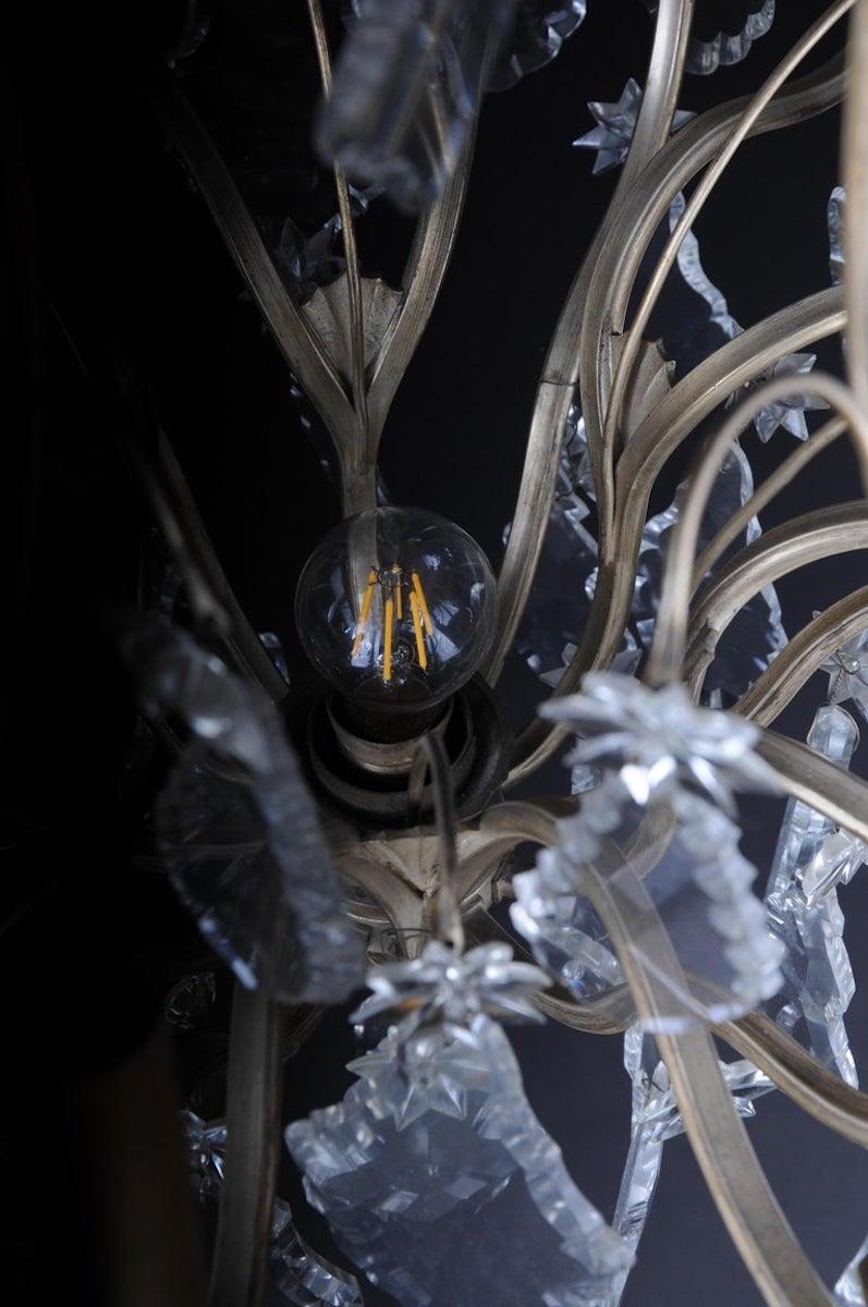 Lampadario barocco in cristallo del XX secolo, argento, circa 1920 in vendita 6