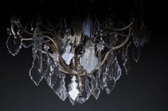 20th Century Baroque Crystal Chandelier, Silver, circa 1920