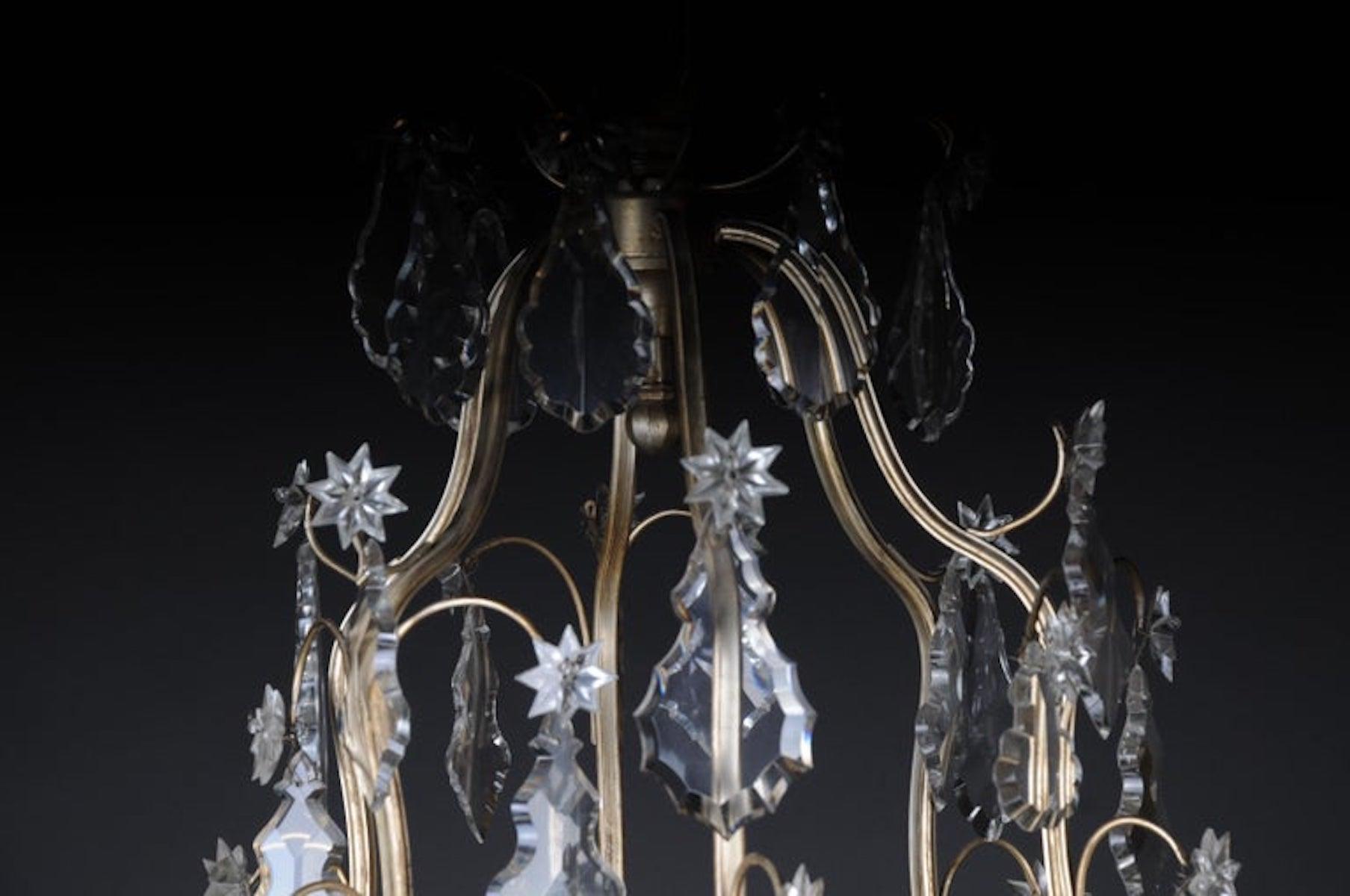 Placcato Lampadario barocco in cristallo del XX secolo, argento, circa 1920 in vendita