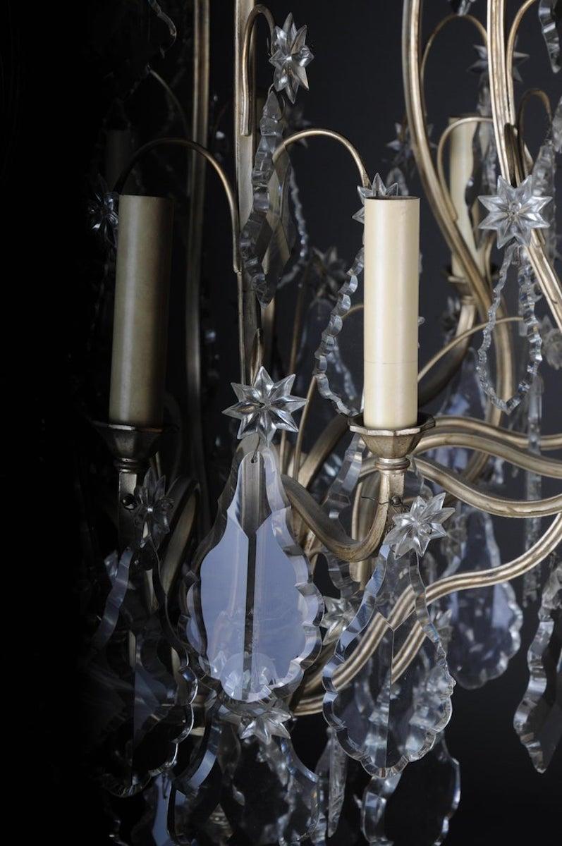 Cristallo Lampadario barocco in cristallo del XX secolo, argento, circa 1920 in vendita