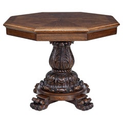 20th Century Baroque Influenced Carved Oak Center Table