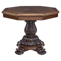 20th Century Baroque Influenced Oak Center Table