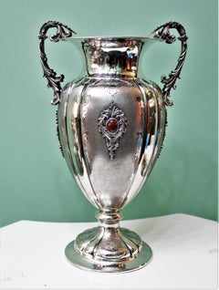 20th Century Baroque Italian Silver Engraved Flower Vase, Milan, 1950s