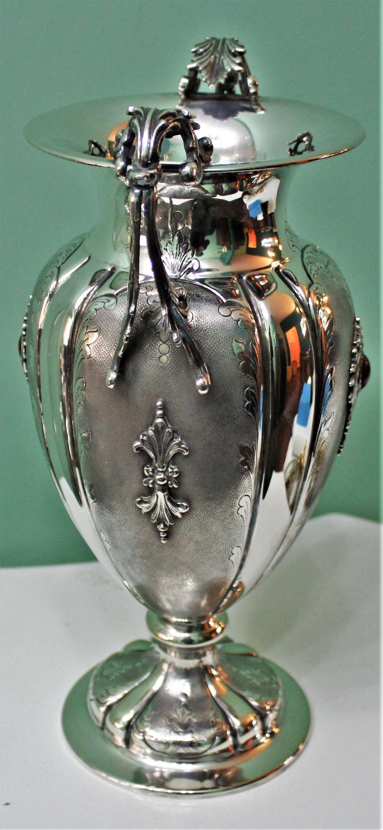 20th Century Baroque Italian Silver Engraved Flower Vase, Milan, 1950s