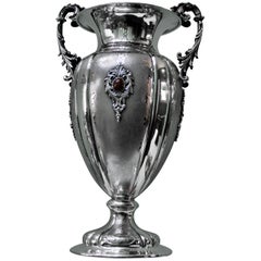 20th Century Baroque Italian Silver Engraved Flower Vase, Milan, 1950s