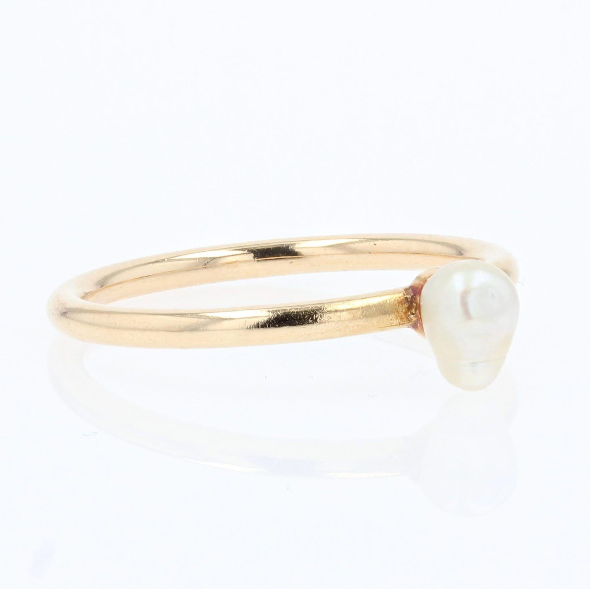 20th Century Baroque Pearl 18 Karat Yellow Gold Solitaire Ring 2