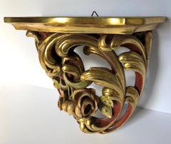 20th Century Baroque Shelf Giltwood Baroque Style  Polychromed flowers , 1900s