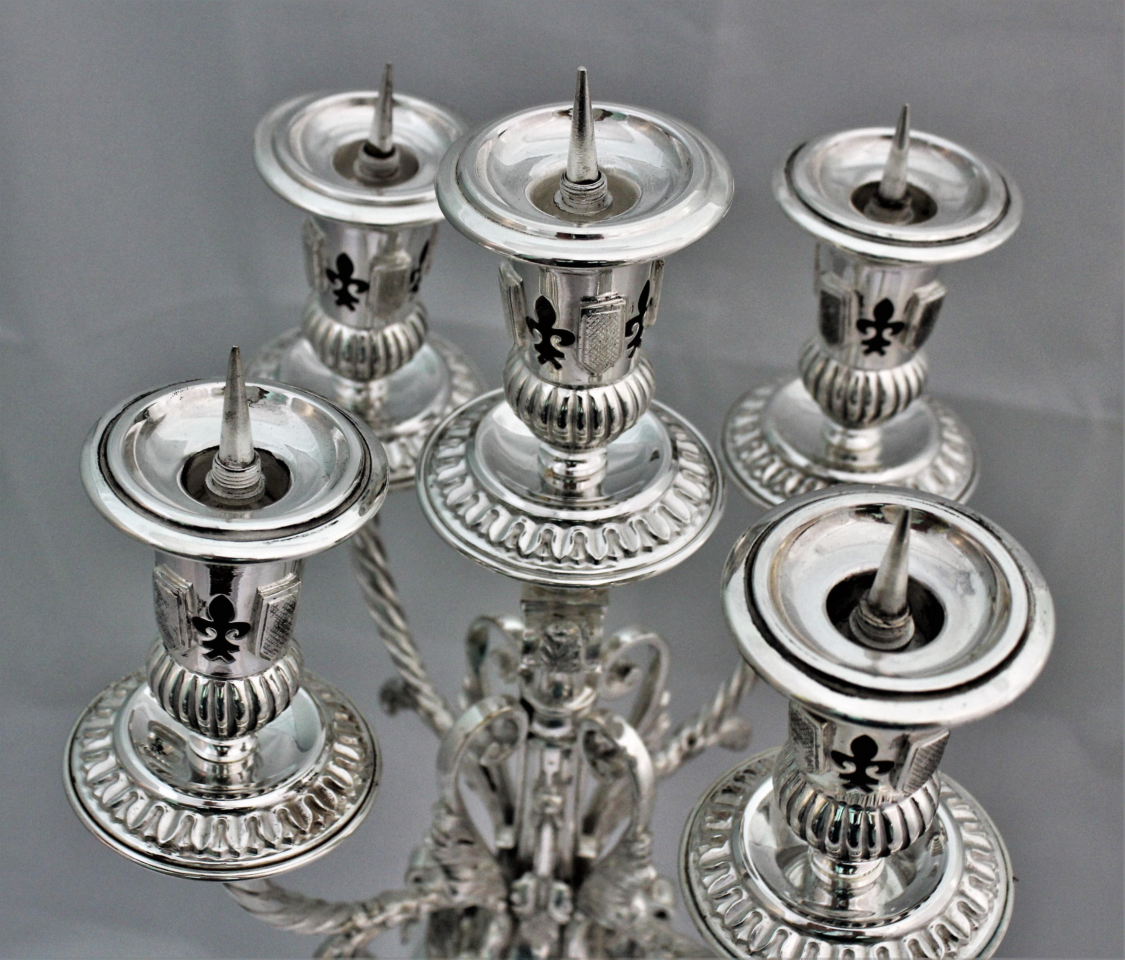 20th Century Baroque Silver Candelabras Florence Italy, 1950s For Sale 6