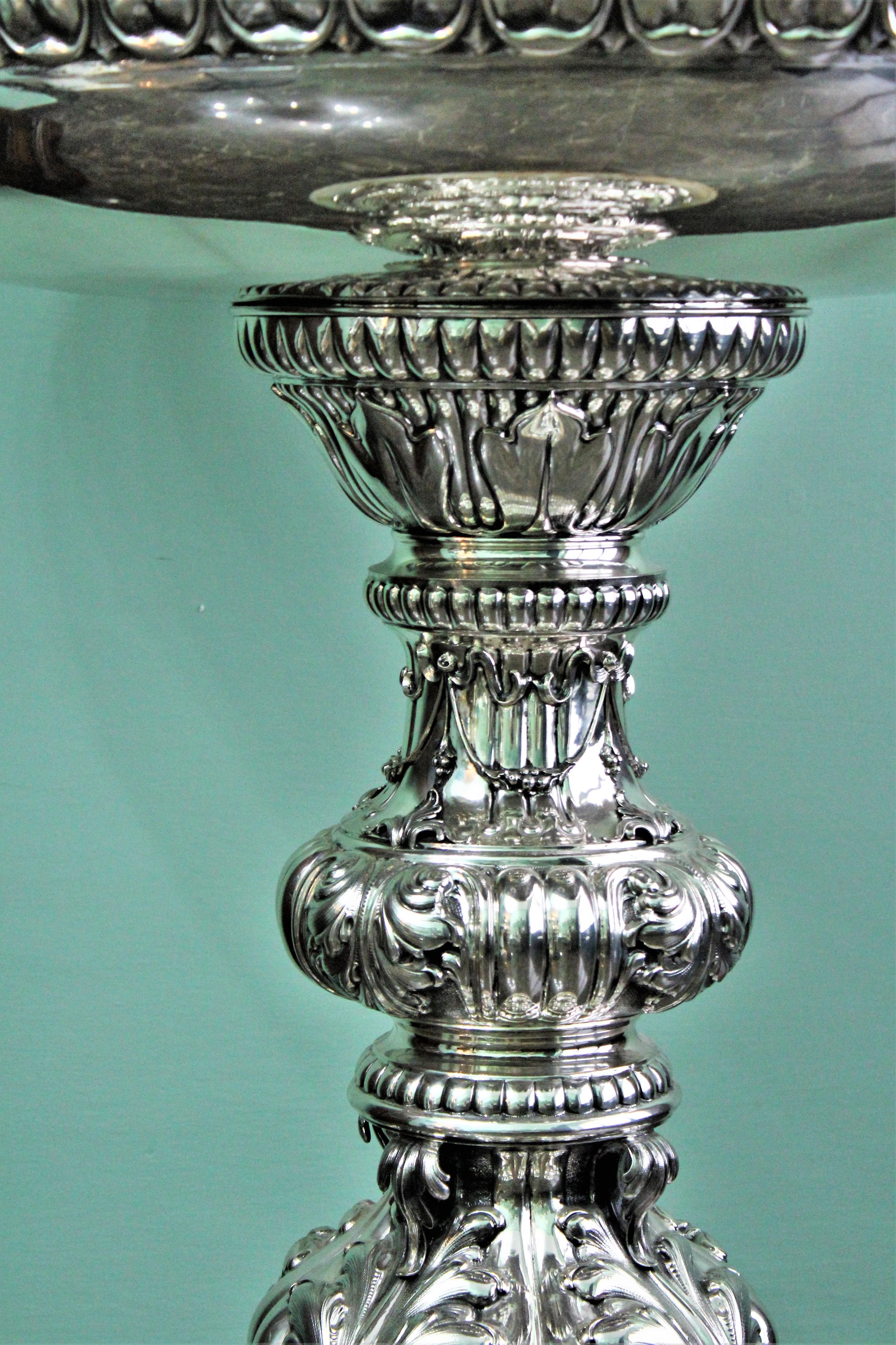 Cast 20th Century Baroque Silver Fountain Milan Italy 1950s For Sale