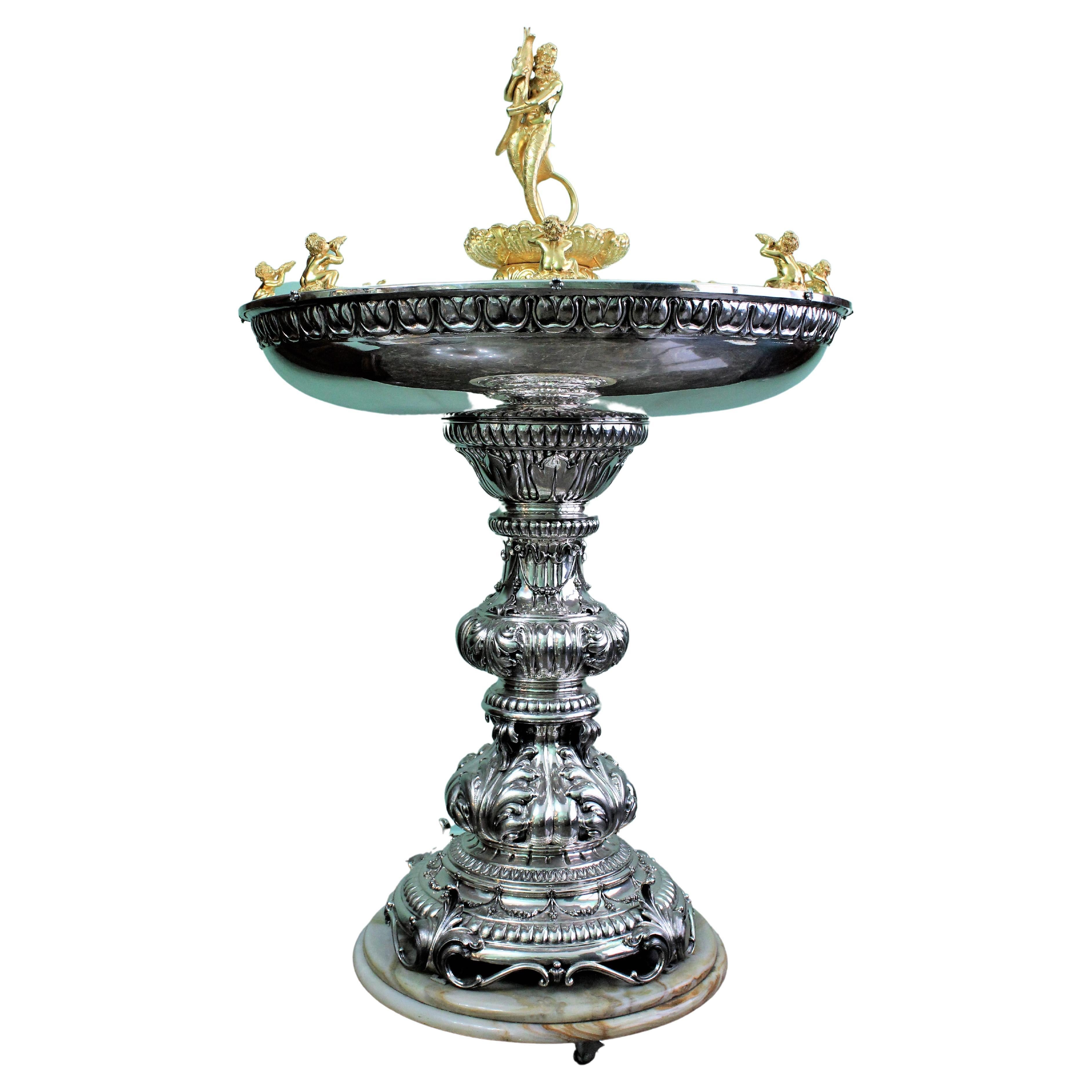 20th Century Baroque Silver Fountain Milan Italy 1950s For Sale