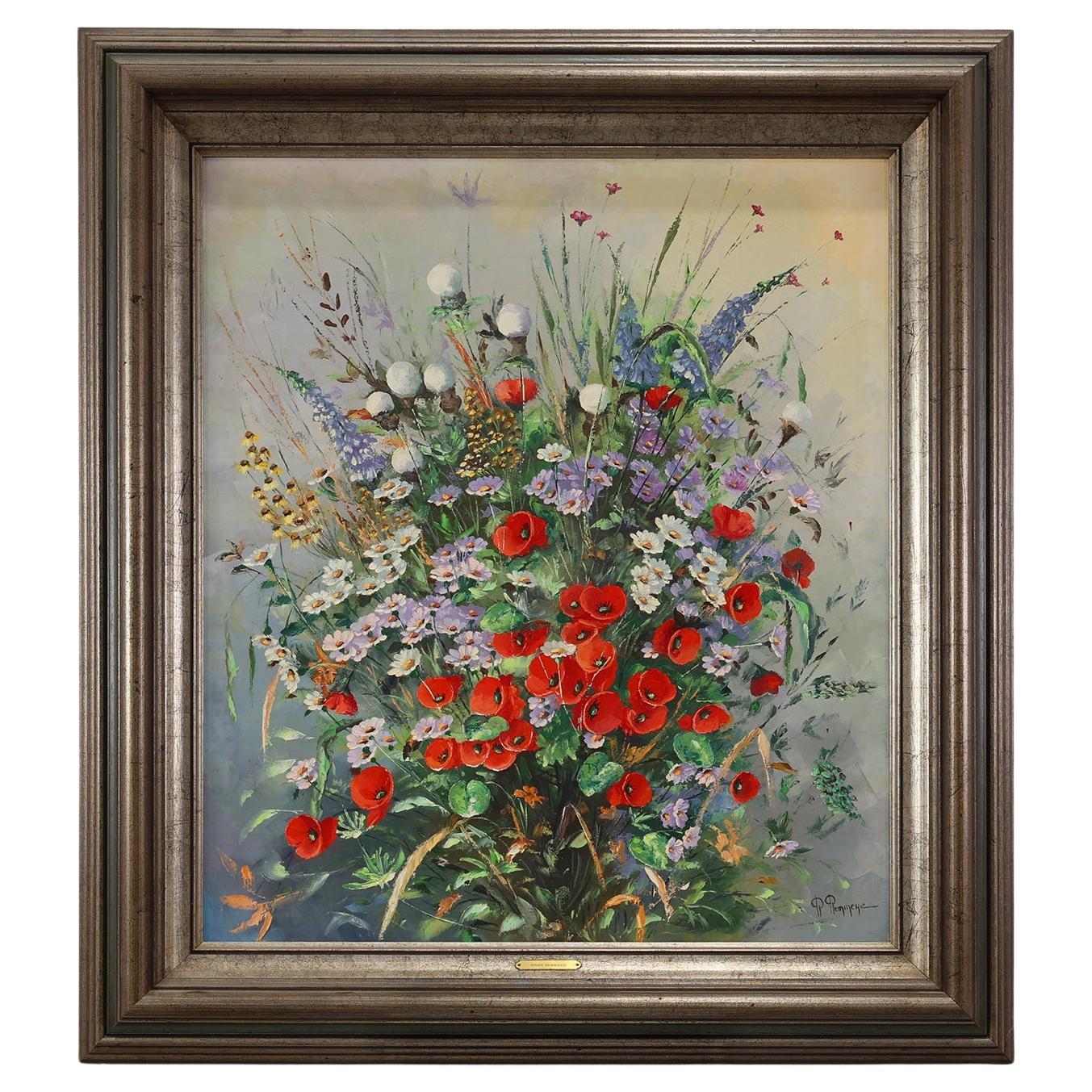 20th Century Baroque Still Life with Flowers by Roger Remmerie, Belgium