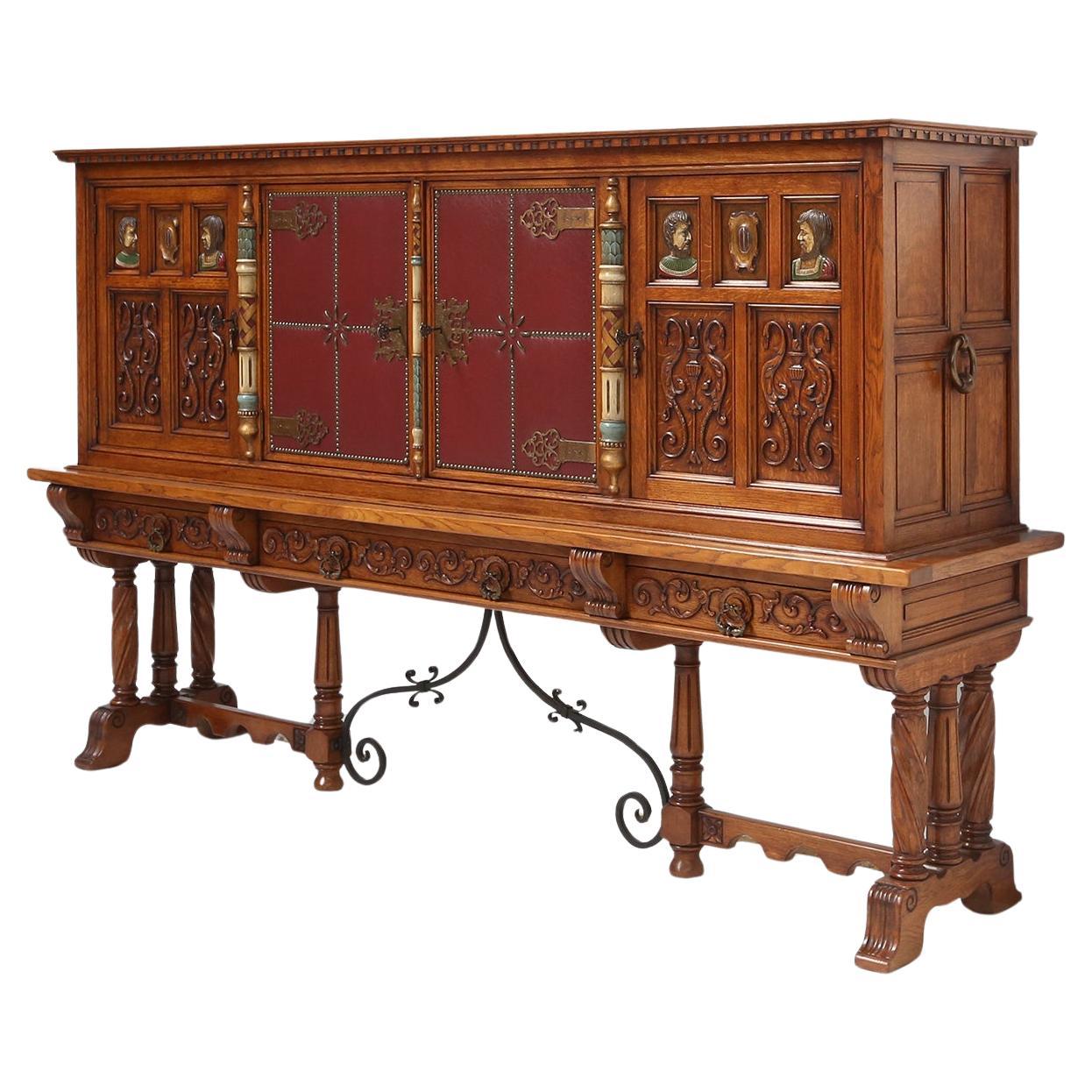 20th century baroque style carved sideboard, Spain ca. 1950