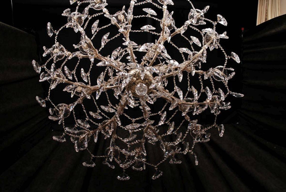Faceted 20th Century Baroque Style Ceiling Chandelier For Sale