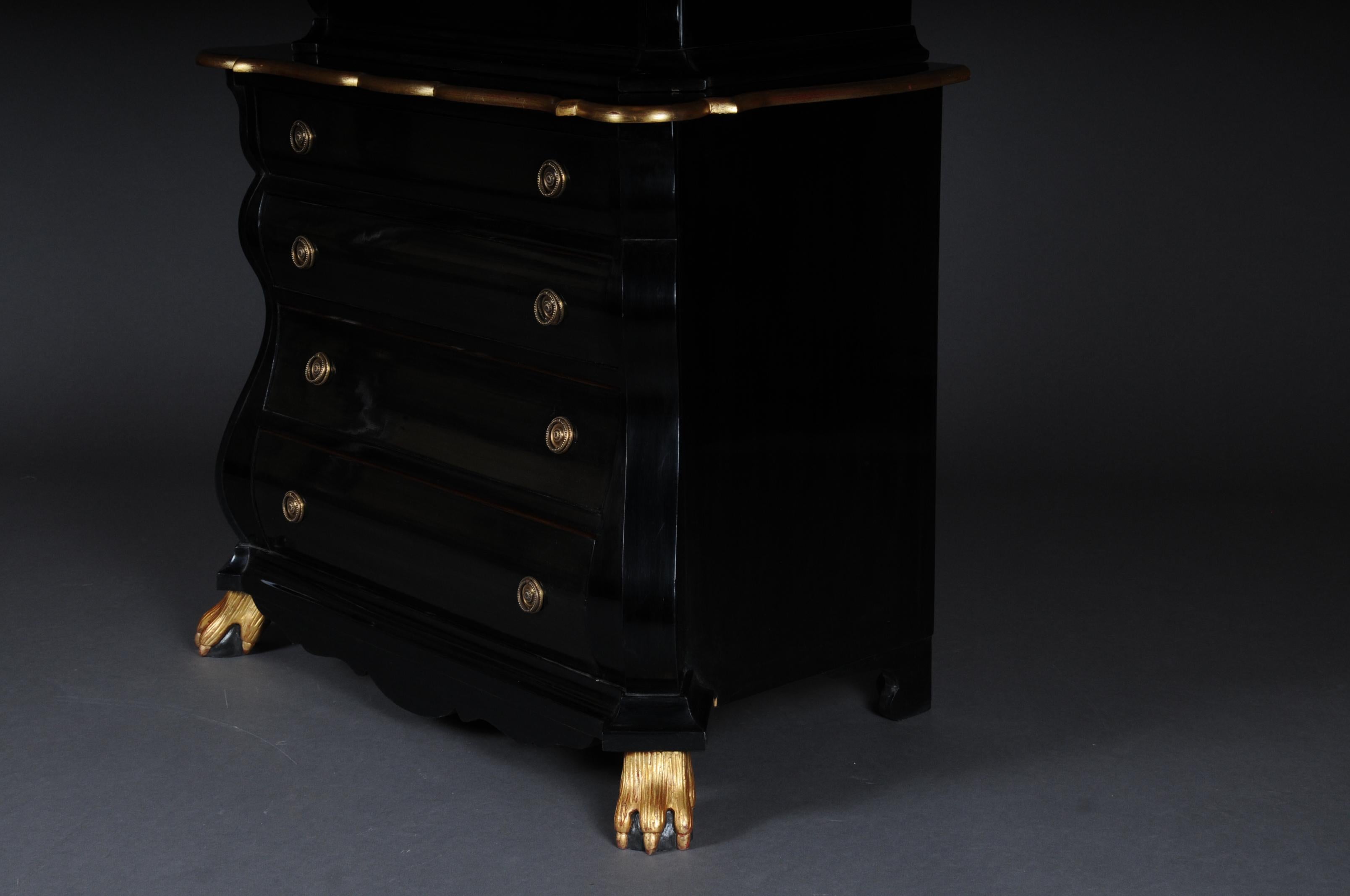 20th Century Baroque-Style Designer Display Cabinet, Black / Gold For Sale 6